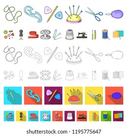 Sewing, atelier cartoon icons in set collection for design. Tool kit vector symbol stock web illustration.