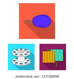 Sewing, atelier flat icons in set collection for design. Tool kit vector symbol stock web illustration.