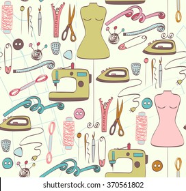 Sewing Background Stock Vector (Royalty Free) 370561802 | Shutterstock