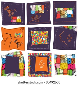 Sewing background set with patterns