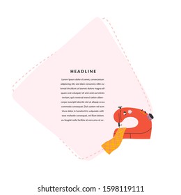 Sewing banner with illustration of sewing machine and blank space for text. Copyspace composition with place for your message, vector hand drawn art, good background for atelier or workshop