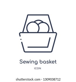 sewing basket icon from sew outline collection. Thin line sewing basket icon isolated on white background.