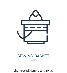 sewing basket thin line icon. sewing, basket linear icons from sew concept isolated outline sign. Vector illustration symbol element for web design and apps.