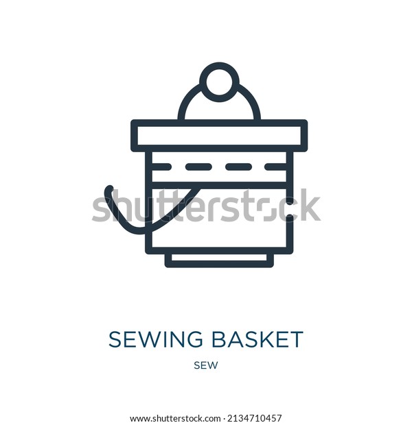 sewing basket thin line icon. sewing,\
basket linear icons from sew concept isolated outline sign. Vector\
illustration symbol element for web design and\
apps.
