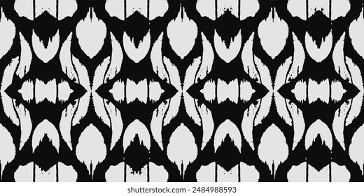 Sewing black white ikat motif tribal , Ornamental ogee endless ornament seamless trendy endless pattern illustration stripe vector print ethnicity botanical fashion colorful drawing beautiful textile 