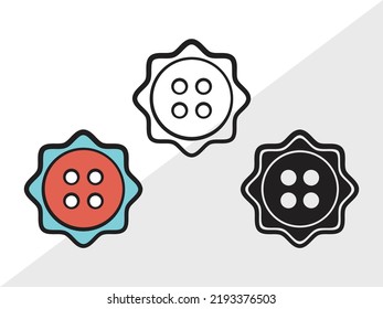 Sewing Button Clipart SVG Printable Vector Illustration