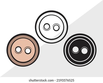 Sewing Button Clipart SVG Printable Vector Illustration