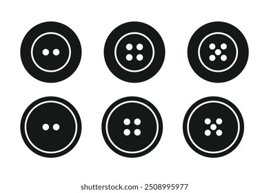 Sewing button for clothes icons set. Clothing buttons collection vector