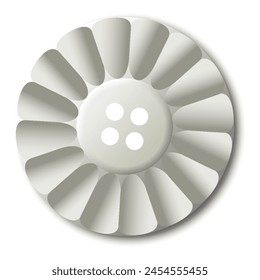 Icono de Botón de costura, aislado en blanco. Botón circular para prendas de vestir, manualidades o manualidades. Moda y costura. Ilustración aislada de Vector