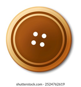 Sewing button icon, isolated on white. Circular button for clothes, art or crafts. Fashion and needlework. Vector isolated illustration