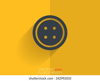 Sewing button icon on yellow background