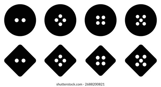 Sewing Button Icon Vector Set – Circular Fashion Symbols and Clothing Silhouette Collection