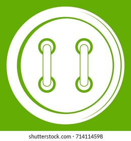 Sewing button icon white isolated on green background. Vector illustration