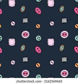 Sewing button seamless pattern. Colorful cute illustration