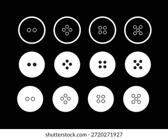 Sewing Button silhouette Icon Vector Set – Circular Fashion Symbols and Clothing  Collection isolated on white background