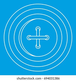 Sewing button with a thread icon blue outline style isolated vector illustration. Thin line sign