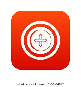 Sewing button with a thread icon digital red for any design isolated on white vector illustration