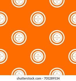 Sewing button with a thread pattern repeat seamless in orange color for any design. Vector geometric illustration