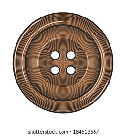 Sewing button in vintage engraving style (Vector illustration)
