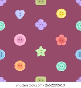 sewing buttons for clothes seamless pattern. Vector Illustration for printing, backgrounds, covers and packaging. Image can be used for greeting card, poster and textile. Isolated on white background.
