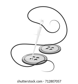 Sewing of buttons. Sewing and equipment single icon in monochrome style vector symbol stock illustration web.