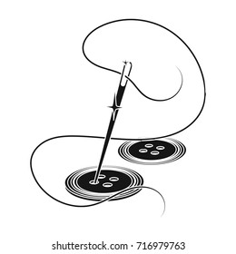 Sewing of buttons. Sewing and equipment single icon in black style vector symbol stock illustration web.
