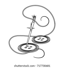 Sewing of buttons. Sewing and equipment single icon in outline style vector symbol stock illustration web.