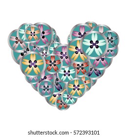 Sewing buttons heart floral pattern for sewing business