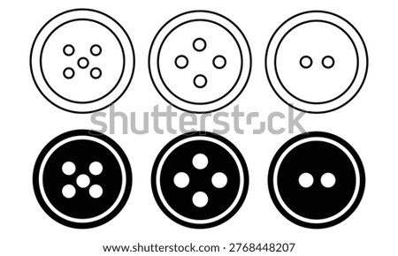 Sewing buttons icon set. Clothes buttons black and white, vector.