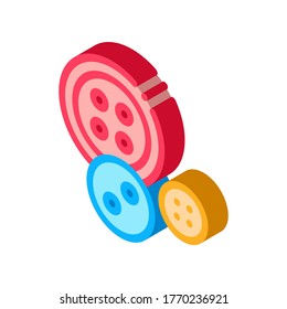 Vector de iconos de los botones de costura. Señal de Botones de coser isométricos. ilustración de símbolo aislado de color