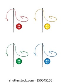 Sewing buttons and needle 2-vector illustration