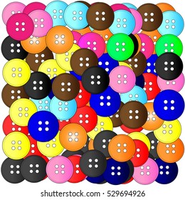 Sewing buttons on white background - vector illustration