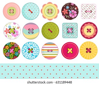 Sewing Buttons and Polka Dots Digital Paper
