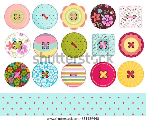Sewing Buttons Polka Dots Digital Paper Stock Vector (Royalty Free