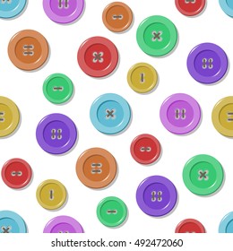 Sewing buttons seamless pattern on white background
