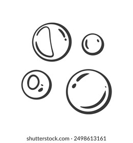Sewing circle buttons and rivets line icon. Hand drawn retro metal round fasteners of different size, denim accessory. Apparel design, fashion mascot, doodle garment buttons icon vector illustration