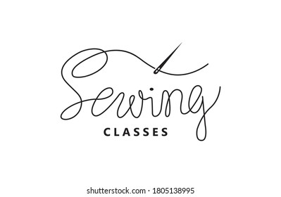 Sewing Classes Handwritten Lettering. Vector Design For Banner, Poster, Website