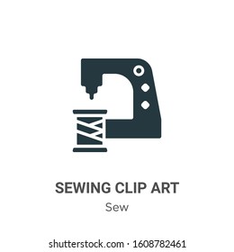 Sewing clip art glyph icon vector on white background. Flat vector sewing clip art icon symbol sign from modern sew collection for mobile concept and web apps design.