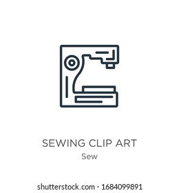 Sewing clip art icon. Thin linear sewing clip art outline icon isolated on white background from sew collection. Line vector sign, symbol for web and mobile