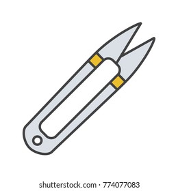 Sewing clippers color icon. Thread cutter. Isolated vector illustration