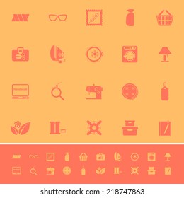 Sewing cloth related color icons on orange background, stock vector