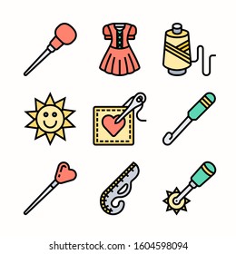 Sewing Color icons Pack vector