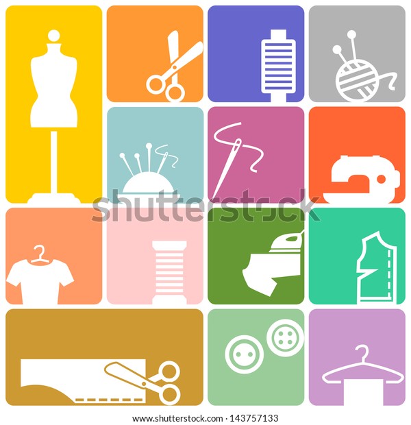 Sewing Colored Icons Stock Vector (Royalty Free) 143757133 | Shutterstock