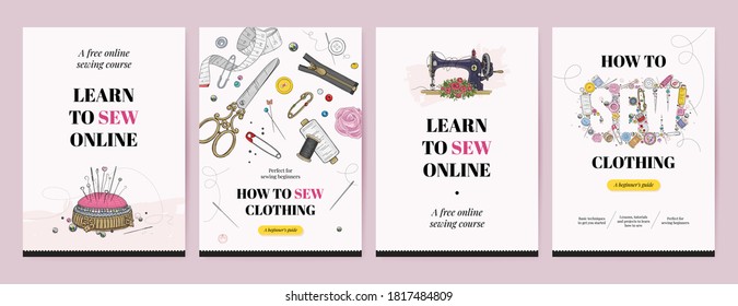 Sewing course for beginners banner template