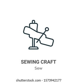 Sewing craft outline vector icon. Thin line black sewing craft icon, flat vector simple element illustration from editable sew concept isolated on white background