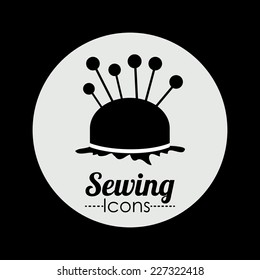 Sewing design over black background,  vector illustration