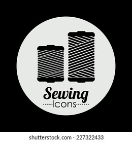 Sewing design over black background,  vector illustration