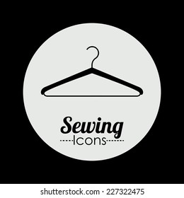 Sewing design over black background,  vector illustration