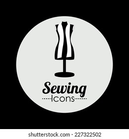 Sewing design over black background,  vector illustration