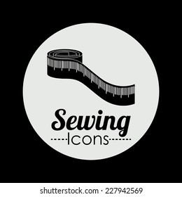 Sewing design over black background,  vector illustration